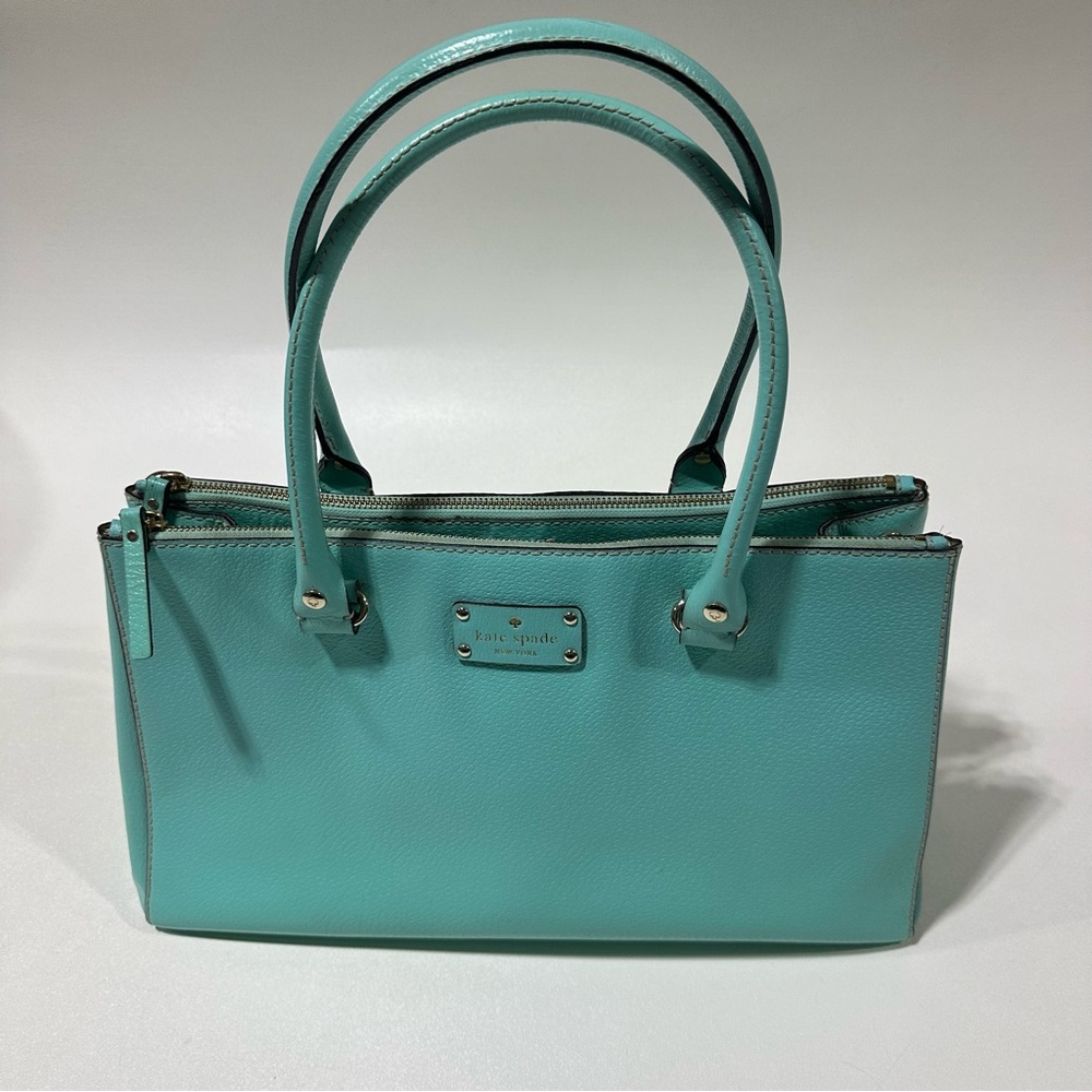 Kate Spade Tiffany Blue Wellesley Martine Leather XL Satchel Tote Handbag